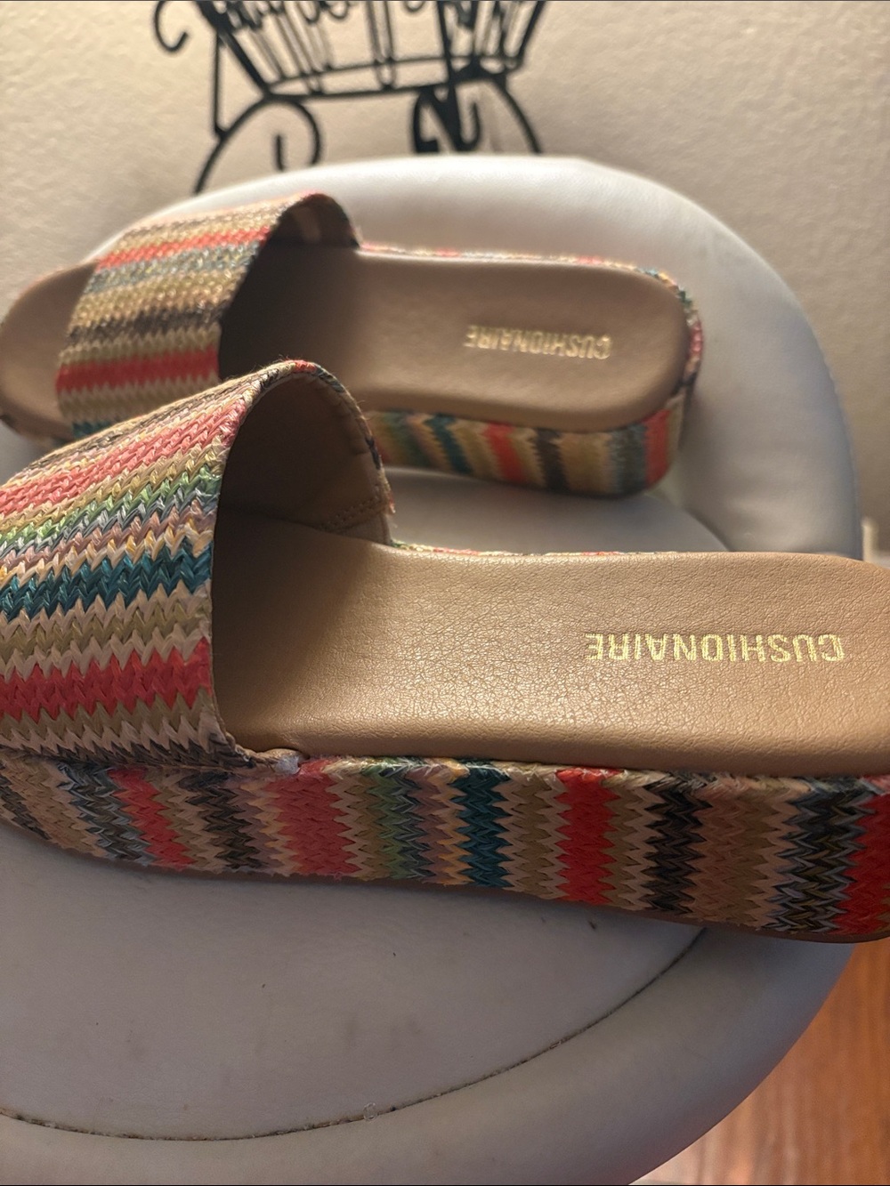 Cushionaire Multicolor Woven Platform Slide Wedges - Women